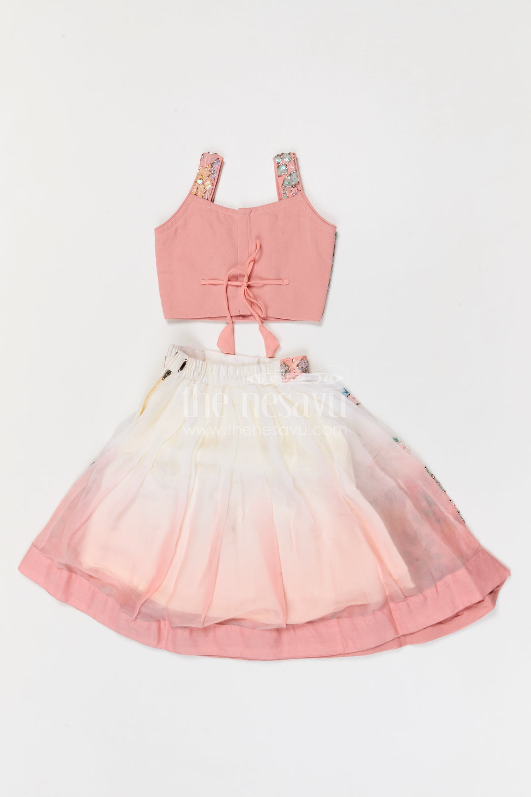 The Nesavu Girls Fancy Lehenga Girls Festive Lehenga for Weddings and Special Occasions Nesavu Nesavu girls festive georgette lehenga for weddings and special occasions with designer embroidery yoke