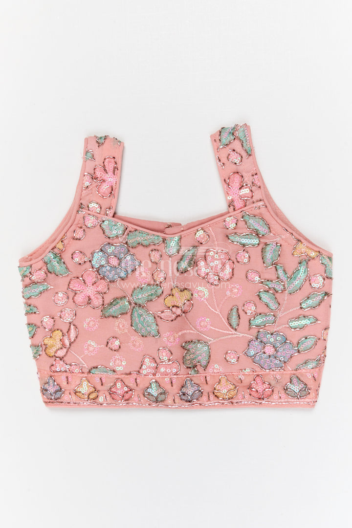 The Nesavu Girls Fancy Lehenga Girls Festive Lehenga for Weddings and Special Occasions Nesavu Nesavu girls festive georgette lehenga for weddings and special occasions with designer embroidery yoke