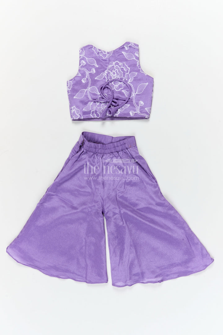 The Nesavu Girls Sharara / Plazo Set Girls Festive Palazzo Set for Weddings and School Ethnic Days Nesavu Nesavu girls palazzo set with embroidered blouse for weddings and ethnic school days