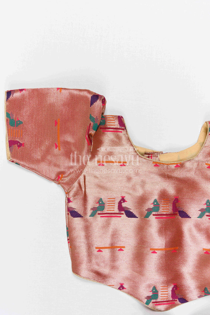 The Nesavu Pattu Pavadai Girls Festive Pavadai Set for Wedding and Cultural Functions Nesavu Nesavu Girls Festive Pavadai Set With Paithani Blouse For Weddings And Family Celebrations