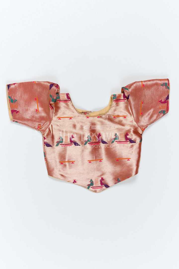 The Nesavu Pattu Pavadai Girls Festive Pavadai Set for Wedding and Cultural Functions Nesavu Nesavu Girls Festive Pavadai Set With Paithani Blouse For Weddings And Family Celebrations