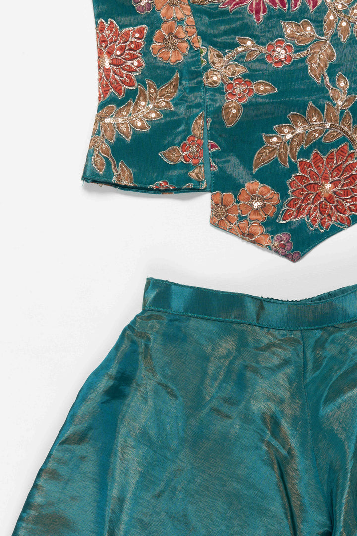 The Nesavu Girls Sharara / Plazo Set Girls Festive Plazzo Set with Digital Print and Embroidery for Weddings Nesavu Nesavu girls plazzo set digital print embroidery  perfect festive celebrations