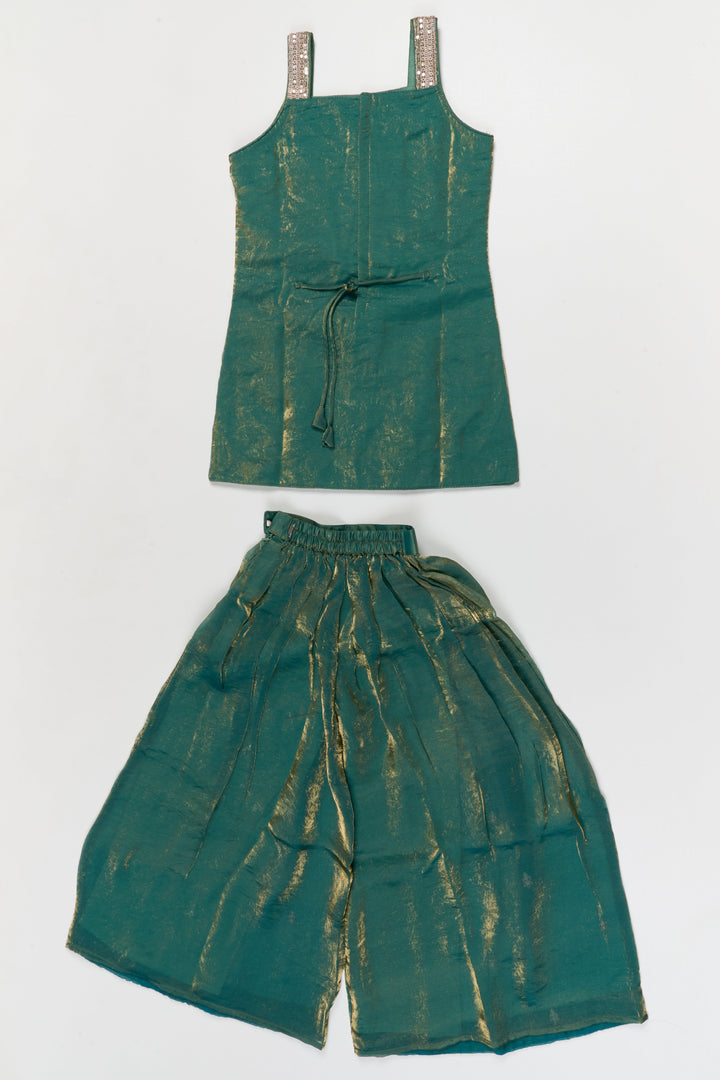 The Nesavu Girls Sharara / Plazo Set Girls Festive Sharara Outfit with Zari Thread Work and Flared Silhouette Nesavu Nesavu festive sharara set for girls with zari embroidery and dupatta – perfect for cultural events and weddings