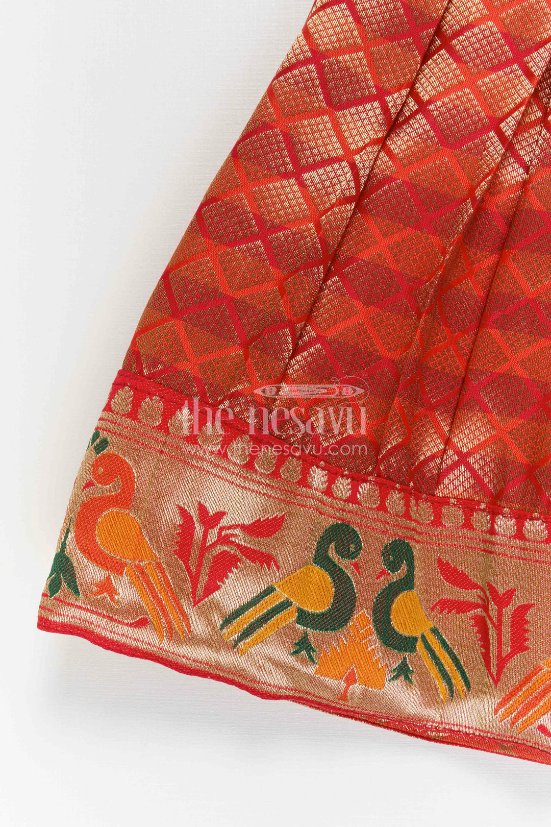 The Nesavu Tie-up Frock Girls Festive Tie up Frock for Weddings and Family Functions Nesavu Nesavu Girls Tie Up Frock With Festive Woven Border Skirt For Weddings And Family Celebrations