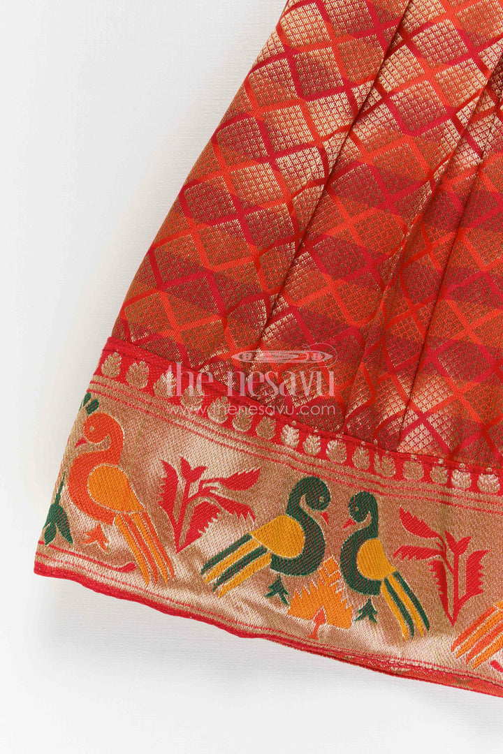 The Nesavu Tie-up Frock Girls Festive Tie up Frock for Weddings and Family Functions Nesavu Nesavu Girls Tie Up Frock With Festive Woven Border Skirt For Weddings And Family Celebrations