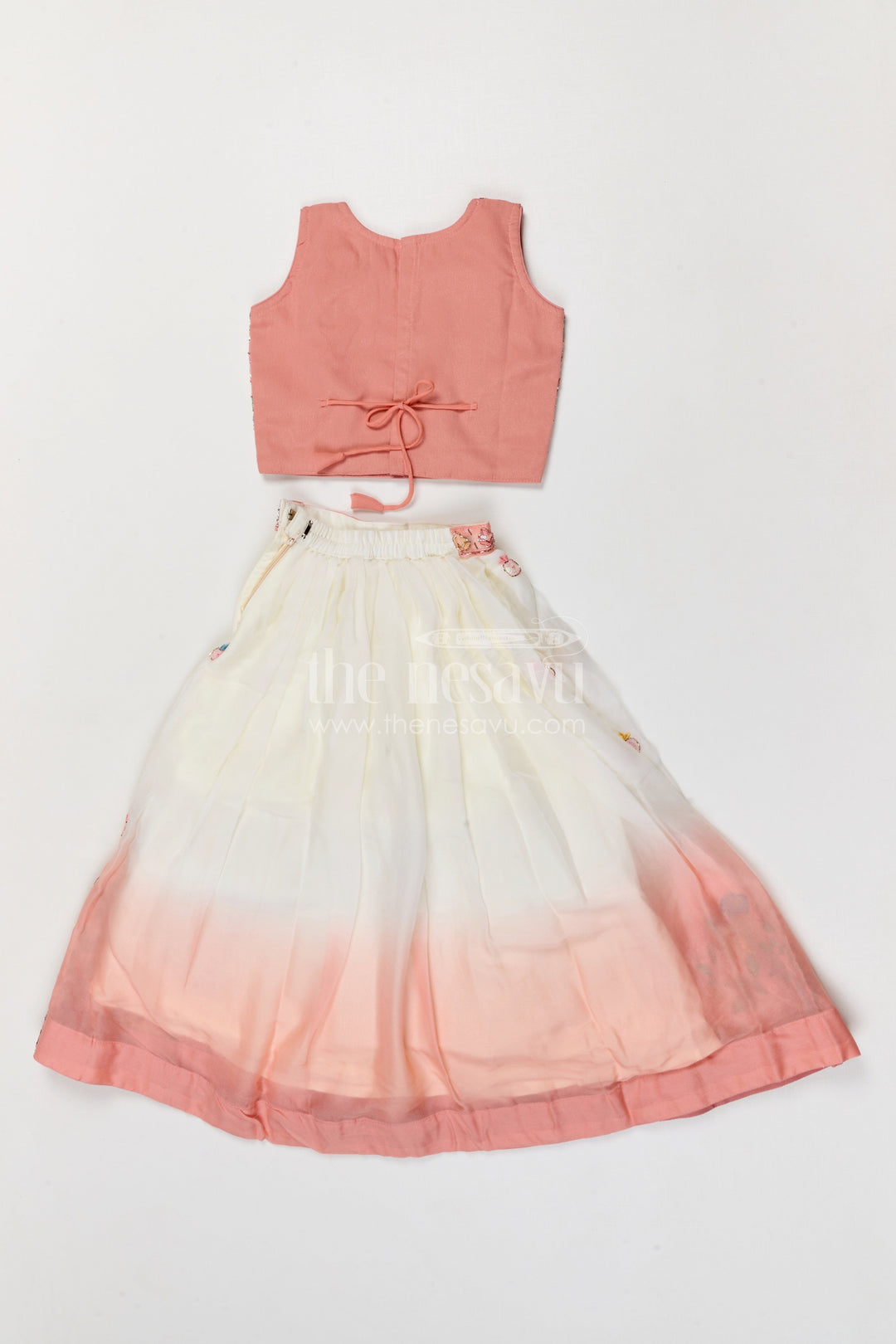 The Nesavu Girls Fancy Lehenga Girls Flared Lehenga for Weddings and Festive Celebrations Nesavu Nesavu girls georgette designer lehenga for weddings and celebrations with embroidered yoke