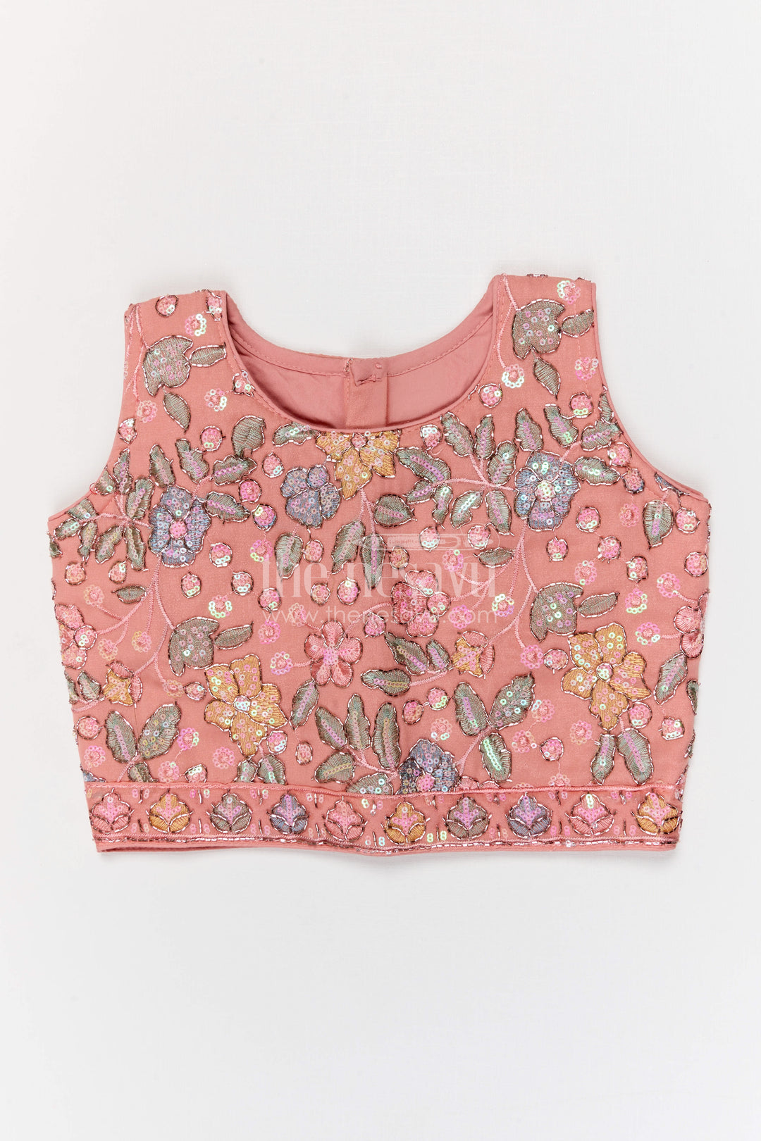 The Nesavu Girls Fancy Lehenga Girls Flared Lehenga for Weddings and Festive Celebrations Nesavu Nesavu girls georgette designer lehenga for weddings and celebrations with embroidered yoke