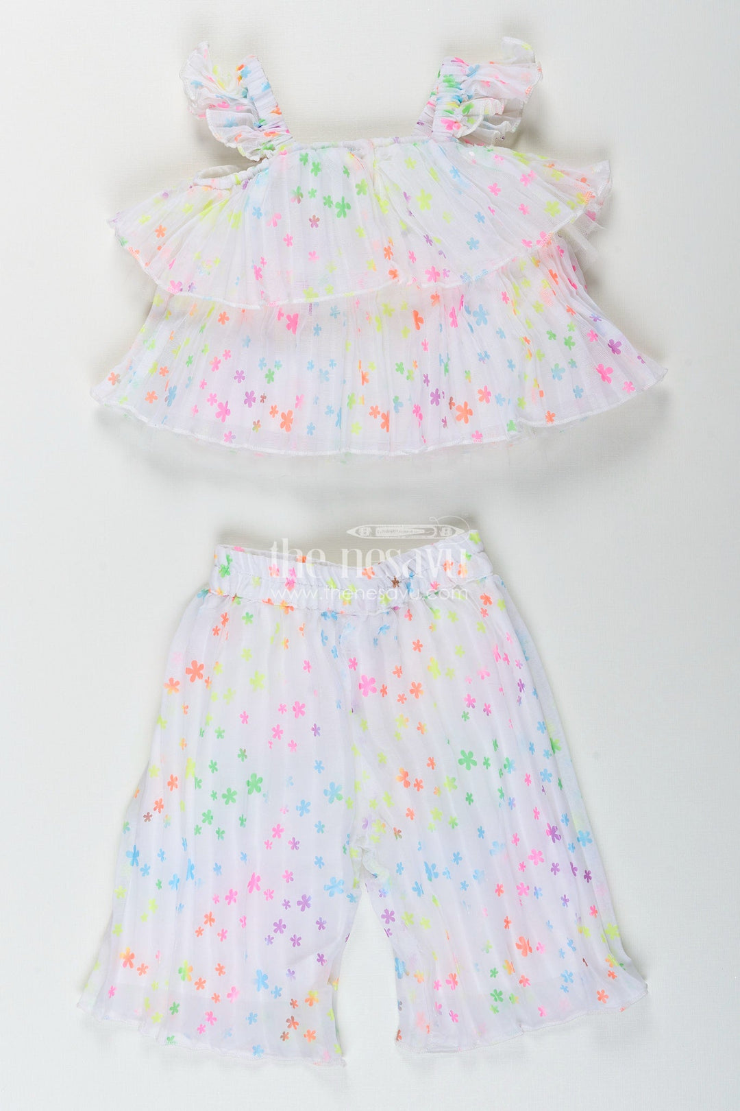The Nesavu Girls floral casual set for birthdays and playdates Nesavu Nesavu floral girls casual set georgette  perfect birthday parties playtime comfort