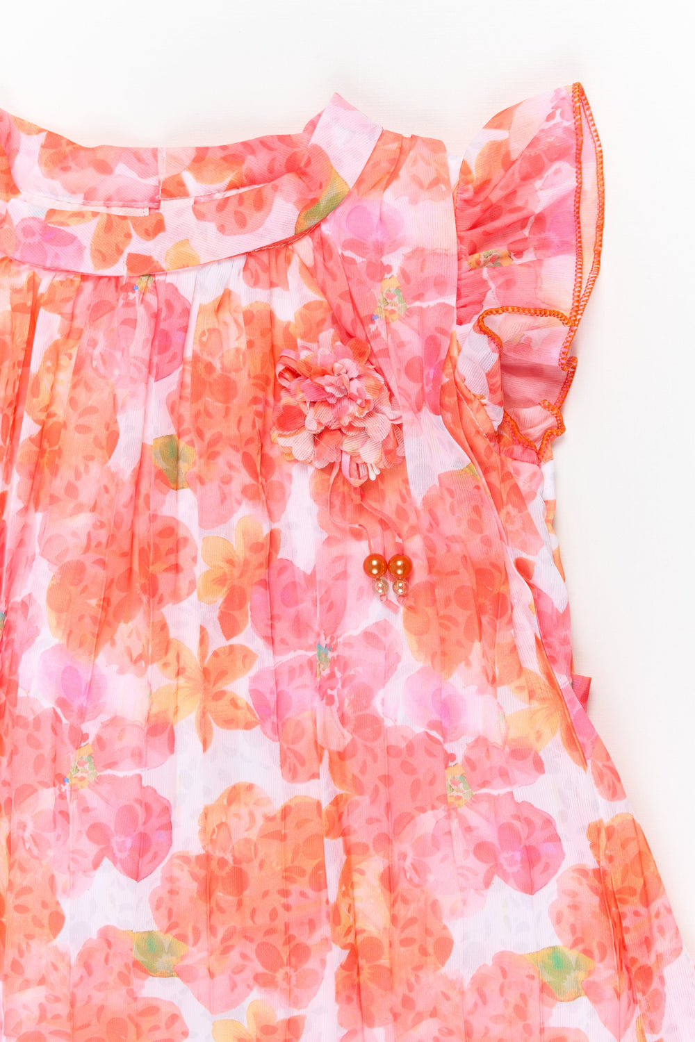 The Nesavu Girls Fancy Frock Girls Floral Frock for Birthdays and Outdoor Celebrations Nesavu Nesavu girls georgette floral frock with digital print for birthdays and festive celebrations