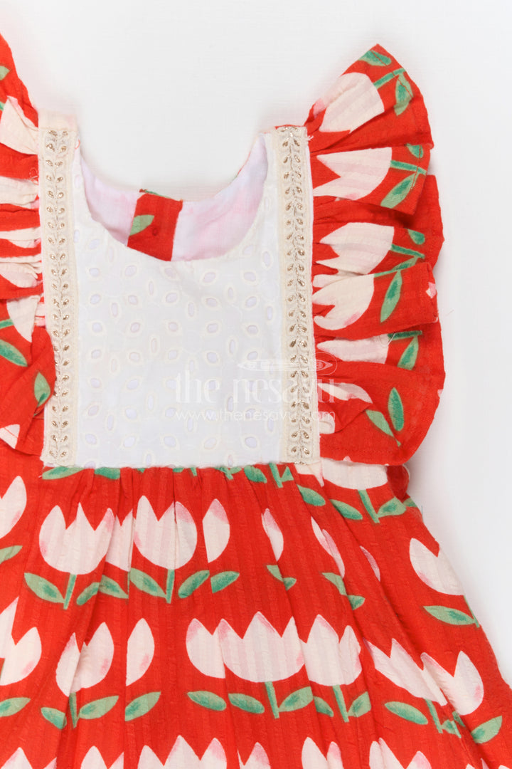 The Nesavu Girls Cotton Frock Girls Floral Frock for Vacations and Playful Family Outings Nesavu Nesavu Girls Floral Cotton Frock For Vacations And Cheerful Family Outings
