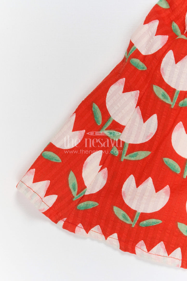 The Nesavu Girls Cotton Frock Girls Floral Frock for Vacations and Playful Family Outings Nesavu Nesavu Girls Floral Cotton Frock For Vacations And Cheerful Family Outings