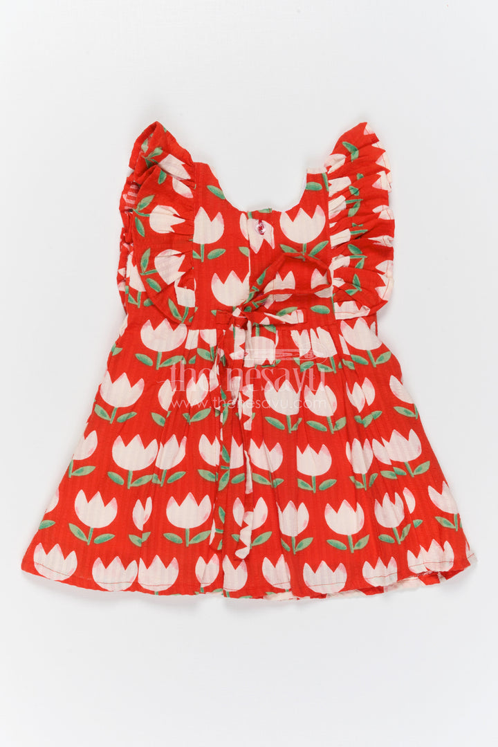 The Nesavu Girls Cotton Frock Girls Floral Frock for Vacations and Playful Family Outings Nesavu Nesavu Girls Floral Cotton Frock For Vacations And Cheerful Family Outings