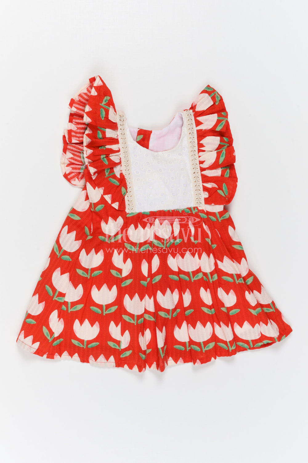 The Nesavu Girls Cotton Frock Girls Floral Frock for Vacations and Playful Family Outings Nesavu Nesavu Girls Floral Cotton Frock For Vacations And Cheerful Family Outings