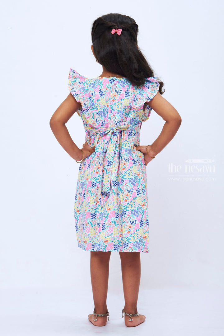 The Nesavu Girls Cotton Frock Girls Floral Garden Party Cotton Dress  Colorful Spring Frock for Kids Nesavu Vibrant Spring Floral Dress for Girls | Lightweight Cotton Frock | The Nesavu