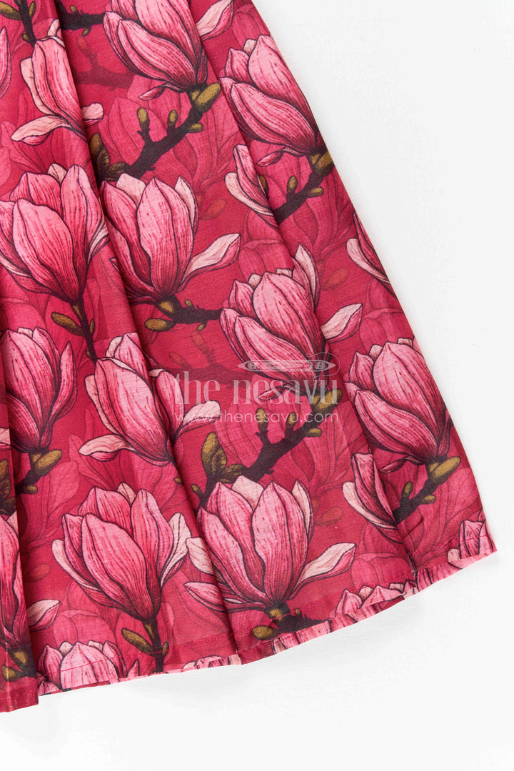 The Nesavu Girls Casual Gown Girls Floral Gown for Festive Birthdays and Family Celebrations Nesavu Nesavu Girls Floral Gown For Birthday Celebrations And Festive Family Occasions With Digital Print