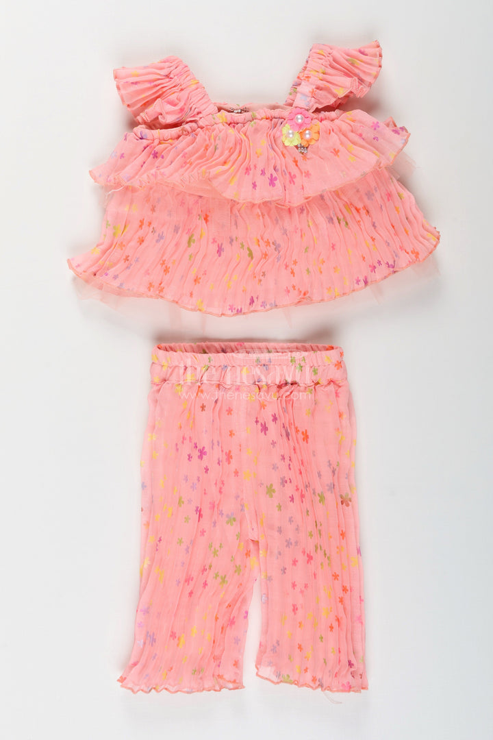 The Nesavu Girls Casual Set Girls floral ruffle set for festive days and outdoor fun Nesavu Nesavu floral georgette girls set ruffles  festive-ready comfortable summer occasions