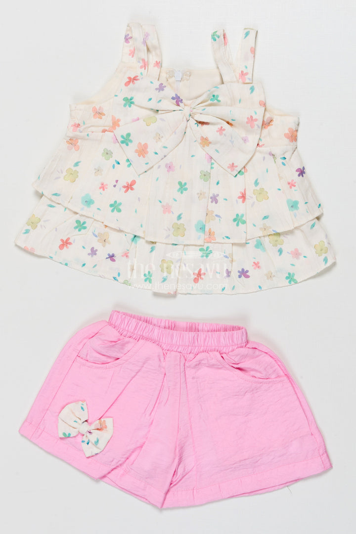 The Nesavu Girls Casual Set Girls Floral Top with Pink Skirt – Casual Fusion Set Nesavu 16 (1Y) / pink GPS809B-16 Nesavu girls floral digital print top with pink skirt – casual set