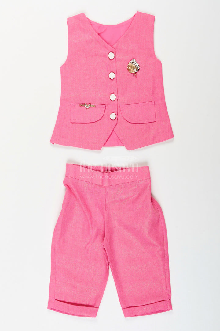 The Nesavu Girls formal vest and pants set for functions and birthdays Nesavu 18 (2Y) / pink BFJ863A-18 Nesavu girls formal vest pants set  stylish outfit birthdays special events