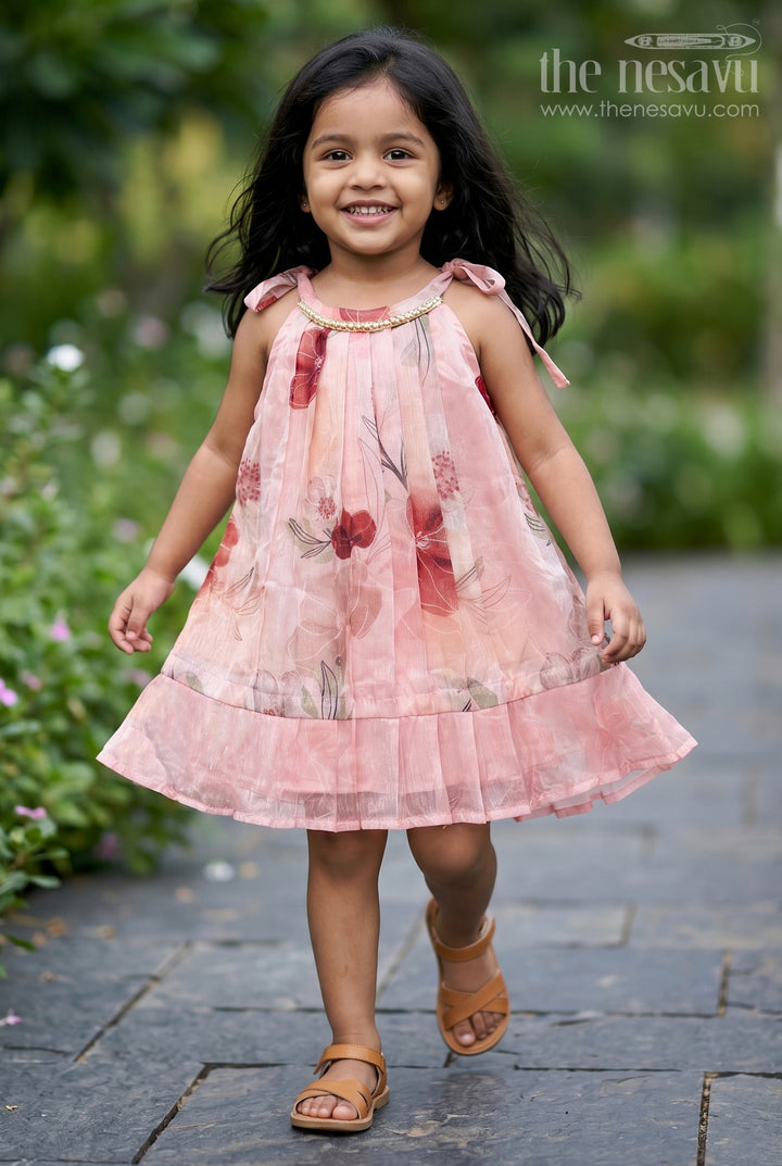 The Nesavu Girls Cotton Frock Girls Frock for Birthday and Cute Photoshoot Nesavu 14 (6M) / Pink / Georgette GFC2246B-14 Nesavu Girls Georgette Frock With Digital Print For Birthday And Festive Photoshoots Outfit