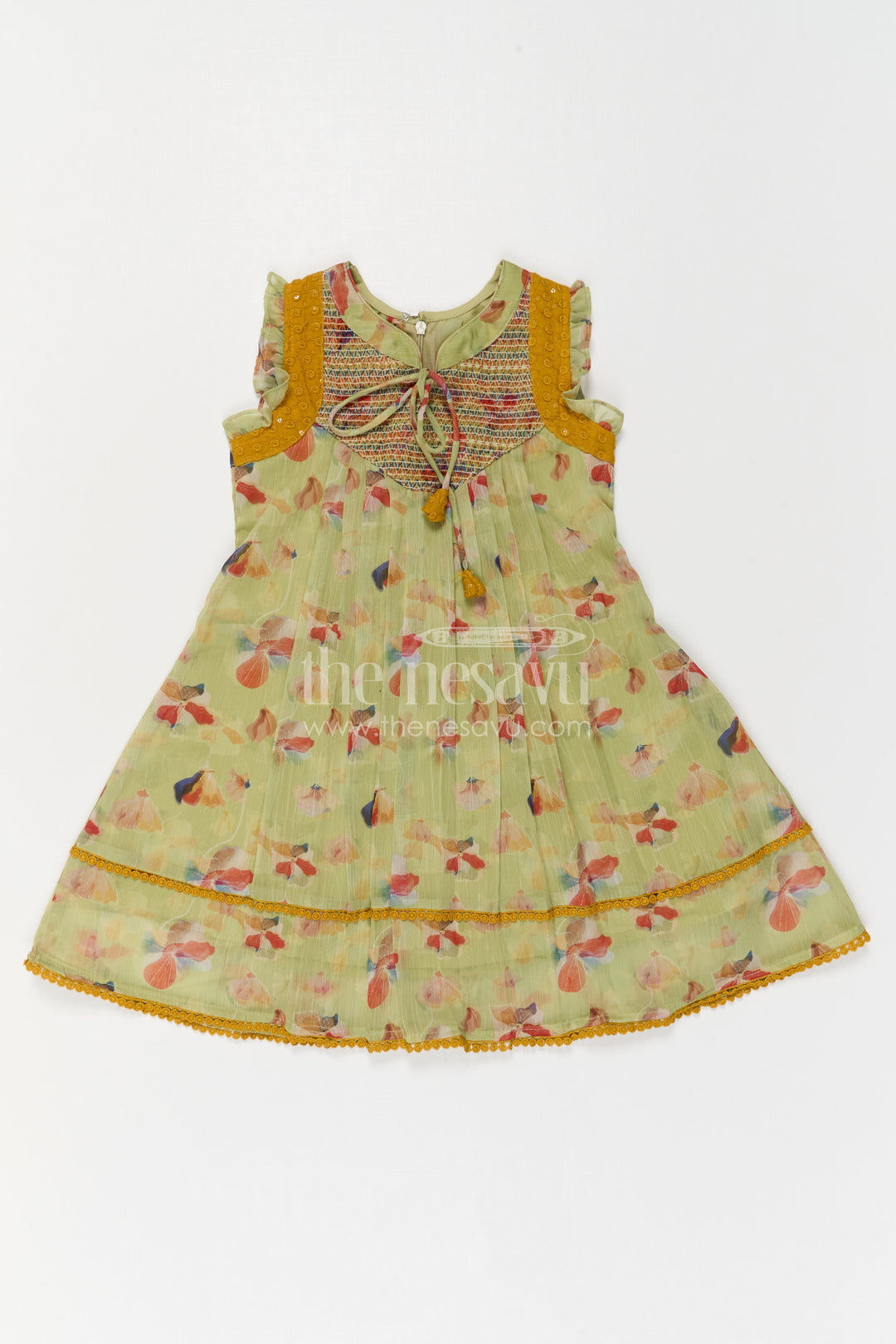 The Nesavu Girls Cotton Frock Girls Frock for Ethnic Day and Festive School Celebrations Nesavu Nesavu Girls Cotton Frock For Ethnic Day And Festive School Celebrations With Traditional Digital Print