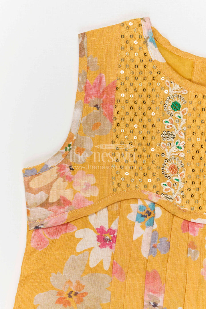 The Nesavu Girls Cotton Frock Girls Frock for Festive Outings and Birthday Celebrations Nesavu Nesavu Girls Cotton Frock For Festive Outings And Birthday Celebrations With Floral Digital Print Design