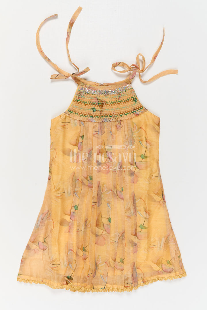 The Nesavu Girls Cotton Frock Girls Frock for Festive Outings and Summer Celebrations Nesavu Nesavu Girls Cotton Frock For Festive Outings And Summer Celebrations With Lightweight Digital Print Design