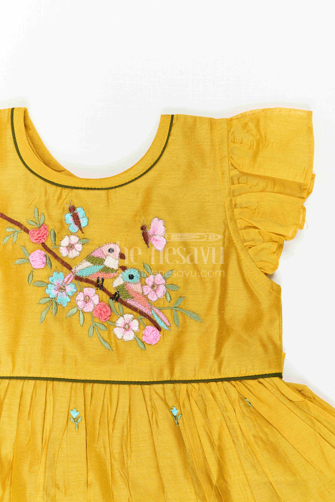 The Nesavu Girls Chanderi Frock Girls Frock for Traditional Outings and Festive Day Wear Nesavu Nesavu Girls Chanderi Cotton Frock For Traditional Outings And Festive Day Wear With Elegant Embroidery