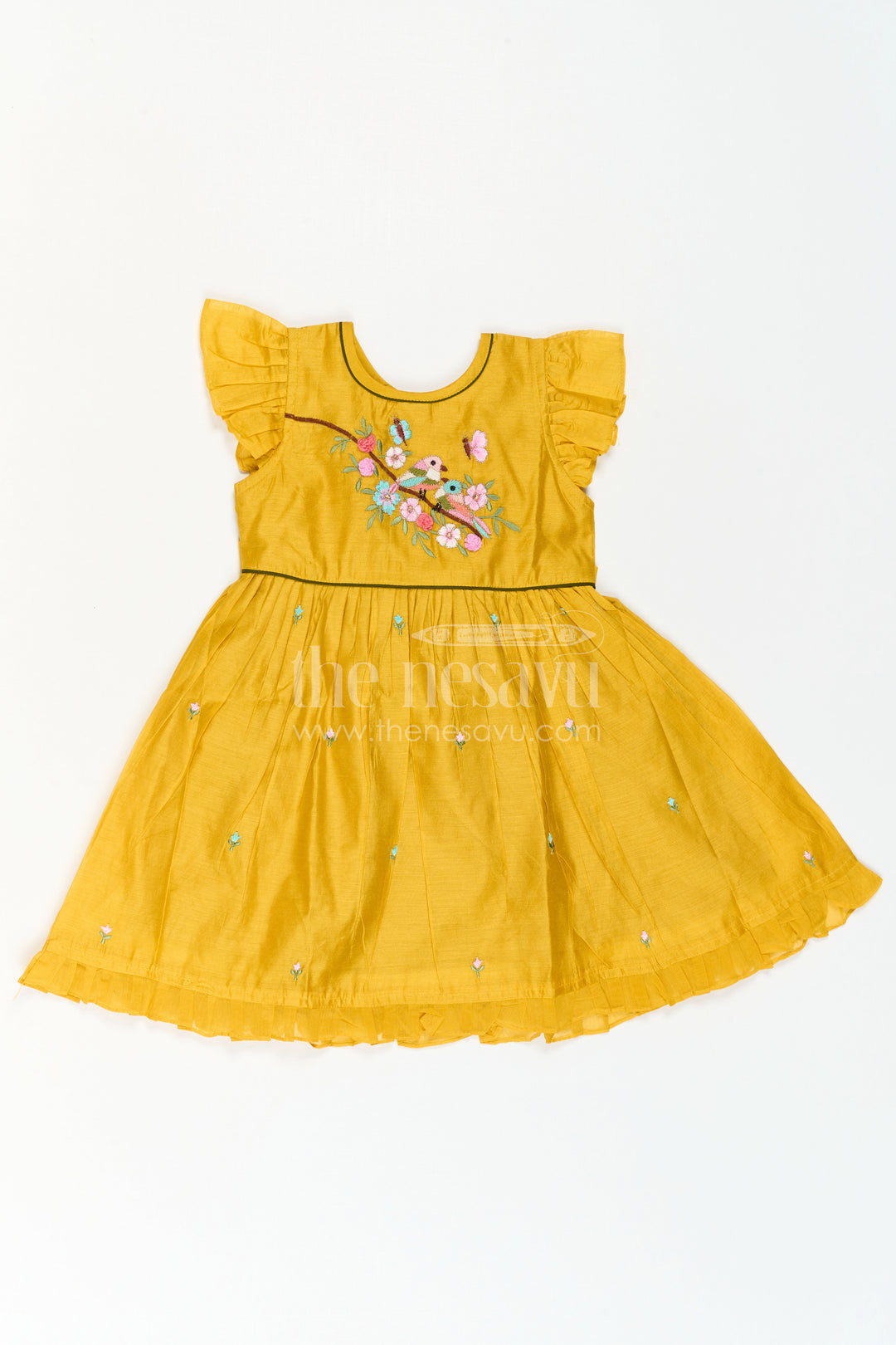 The Nesavu Girls Chanderi Frock Girls Frock for Traditional Outings and Festive Day Wear Nesavu Nesavu Girls Chanderi Cotton Frock For Traditional Outings And Festive Day Wear With Elegant Embroidery