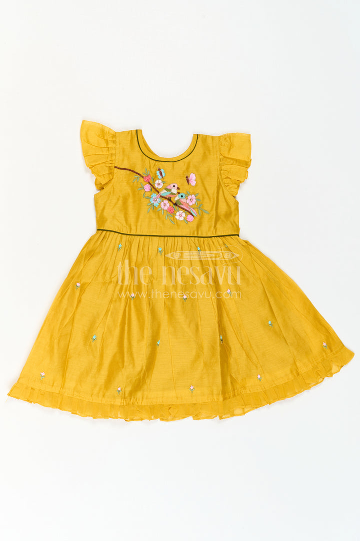 The Nesavu Girls Chanderi Frock Girls Frock for Traditional Outings and Festive Day Wear Nesavu Nesavu Girls Chanderi Cotton Frock For Traditional Outings And Festive Day Wear With Elegant Embroidery