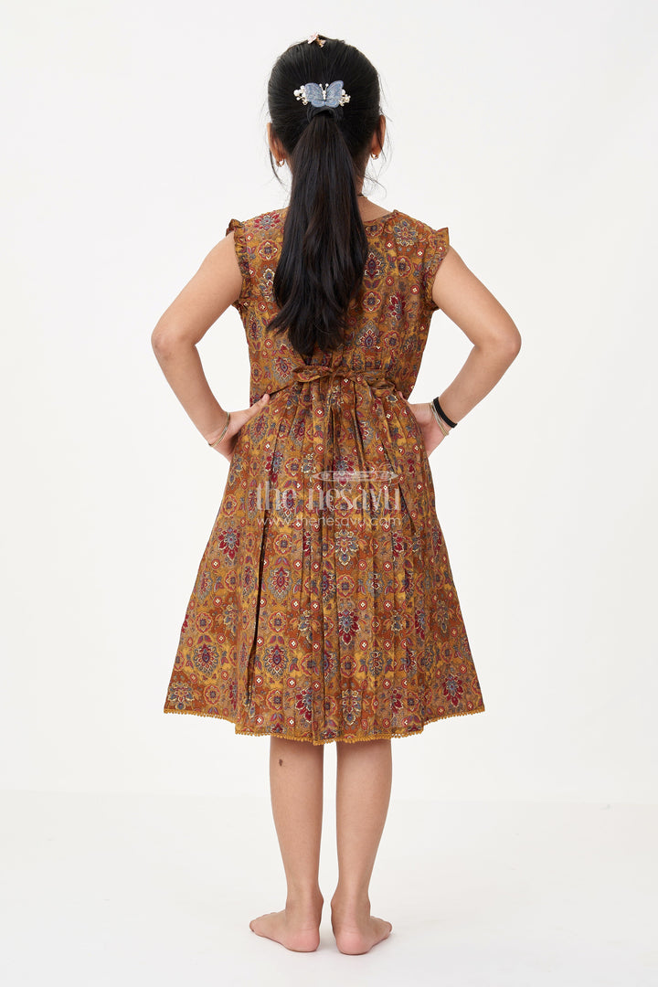The Nesavu Girls Cotton Frock Girls Frock in Cotton with Vintage Floral Patterns and Pleated Detailing for an Elegant Look Nesavu Girls Frock Cotton Vintage Floral Prints Elegant Pleated Detailing | The Nesavu