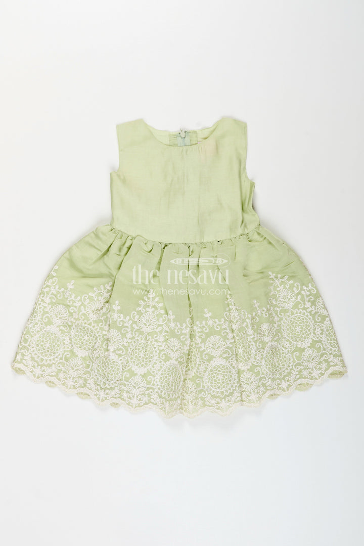 The Nesavu Girls Fancy Frock Girls frock with cotton thread embroidery and detachable lace coat Nesavu Nesavu embroidered frock detachable lace coat  fancy party wear girls