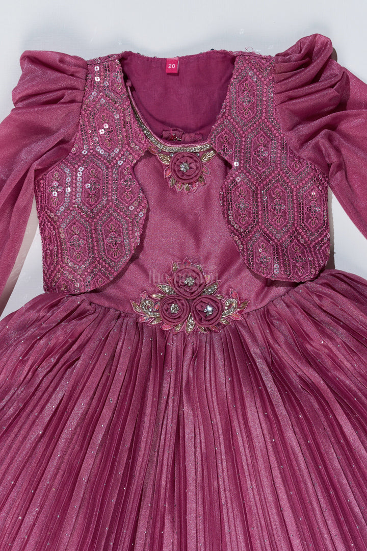 The Nesavu Silk Party Frock Girls Full Frock for Reception with Rich Embellishments and Flowy Pleated Skirt for a Princess Look Nesavu Nesavu Girls Full Frock Reception Rich Embellishments Elegant Pleated Skirt