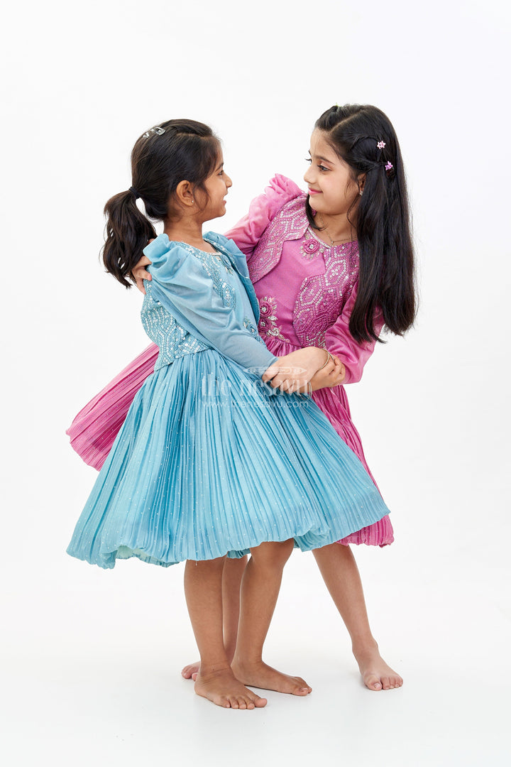 The Nesavu Silk Party Frock Girls Full Frock for Reception with Rich Embellishments and Flowy Pleated Skirt for a Princess Look Nesavu Nesavu Girls Full Frock Reception Rich Embellishments Elegant Pleated Skirt