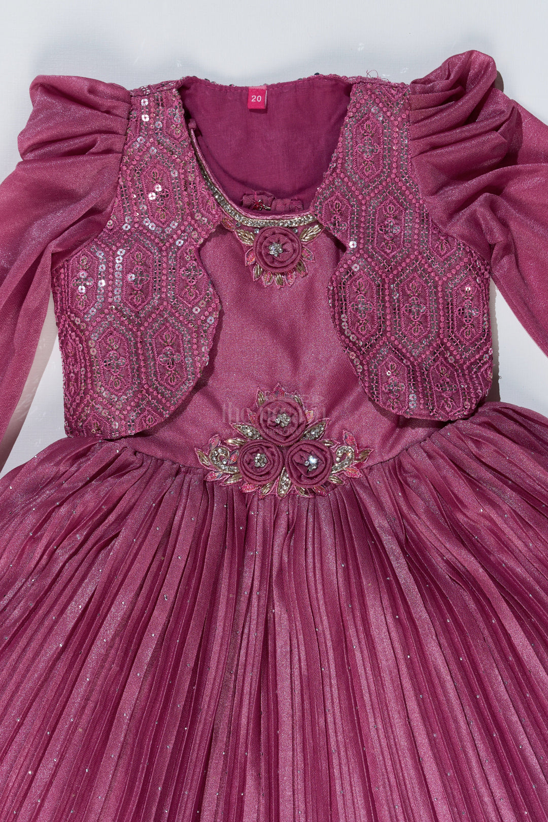 The Nesavu Silk Party Frock Girls Full Frock for Reception with Rich Embellishments and Flowy Pleated Skirt for a Princess Look Nesavu Nesavu Girls Full Frock Reception Rich Embellishments Elegant Pleated Skirt