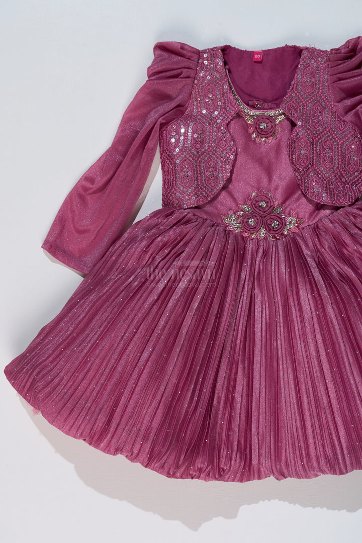The Nesavu Silk Party Frock Girls Full Frock for Reception with Rich Embellishments and Flowy Pleated Skirt for a Princess Look Nesavu Nesavu Girls Full Frock Reception Rich Embellishments Elegant Pleated Skirt