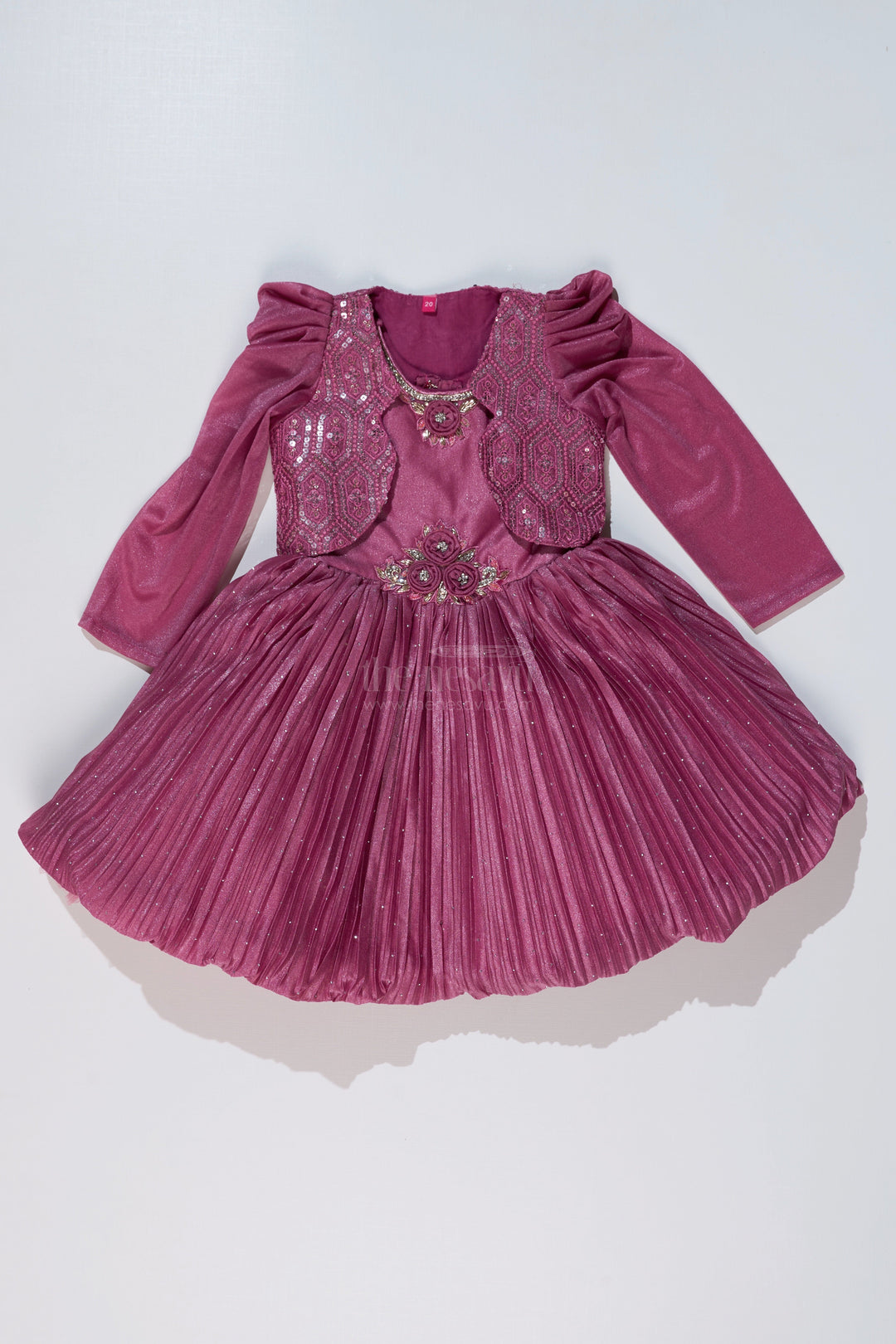 The Nesavu Silk Party Frock Girls Full Frock for Reception with Rich Embellishments and Flowy Pleated Skirt for a Princess Look Nesavu Nesavu Girls Full Frock Reception Rich Embellishments Elegant Pleated Skirt