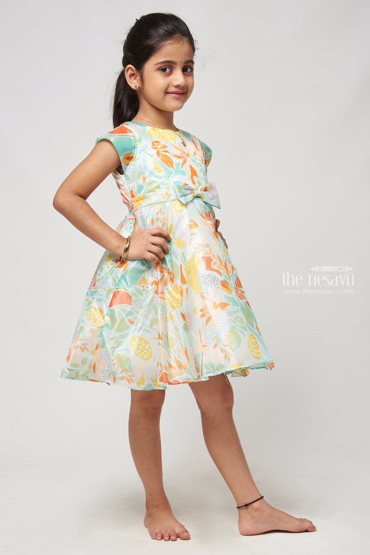 The Nesavu Girls Fancy Frock Girls Georgette Dress Cap Sleeves with Mesh Insert and Zippered Back Nesavu Elegant Kids Gown: The Perfect Choice For Memorable Birthday Celebrations | The Nesavu