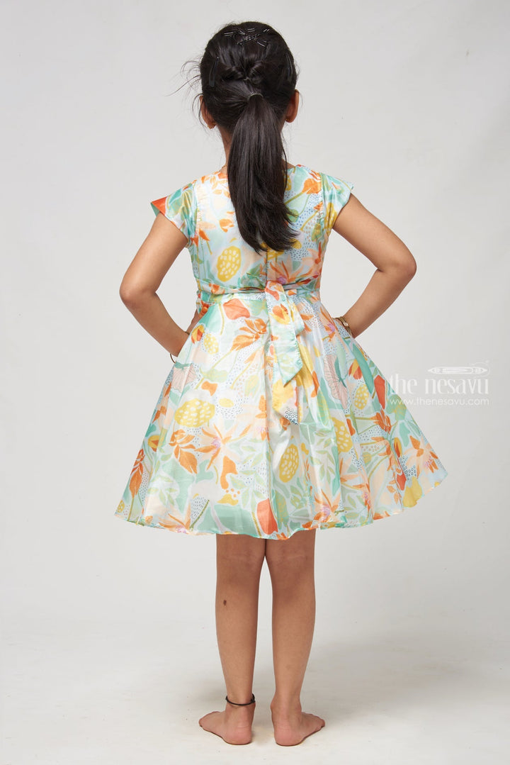The Nesavu Girls Fancy Frock Girls Georgette Dress Cap Sleeves with Mesh Insert and Zippered Back Nesavu Elegant Kids Gown: The Perfect Choice For Memorable Birthday Celebrations | The Nesavu
