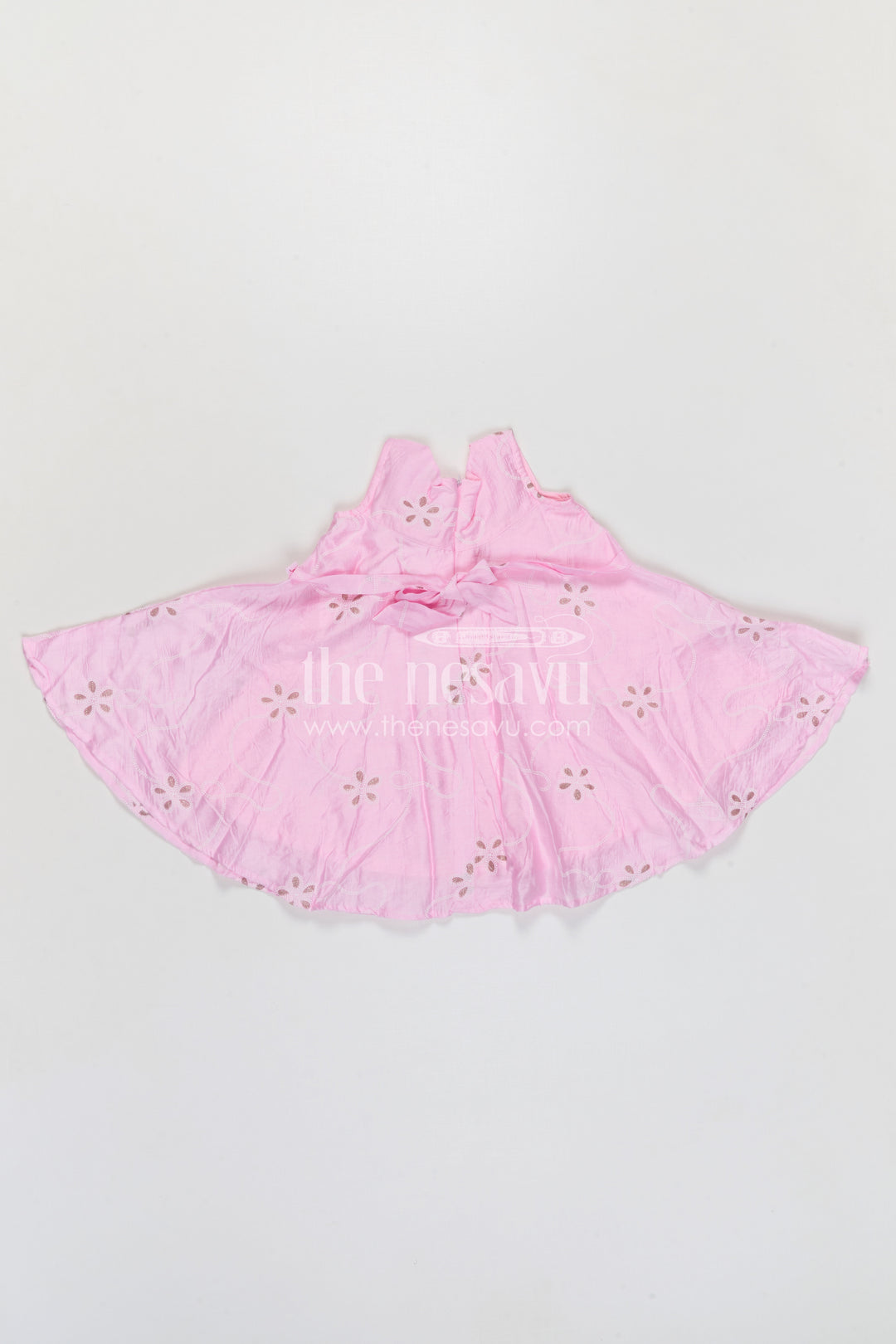 The Nesavu Girls Cotton Frock Girls Georgette Embroidered Frock for Parties and Festive Occasions Nesavu Nesavu girls pink georgette frock with thread embroidery for party wear