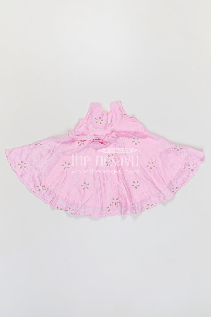 The Nesavu Girls Cotton Frock Girls Georgette Embroidered Frock for Parties and Festive Occasions Nesavu Nesavu girls pink georgette frock with thread embroidery for party wear