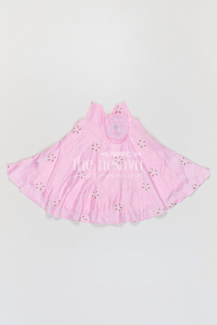 The Nesavu Girls Cotton Frock Girls Georgette Embroidered Frock for Parties and Festive Occasions Nesavu Nesavu girls pink georgette frock with thread embroidery for party wear