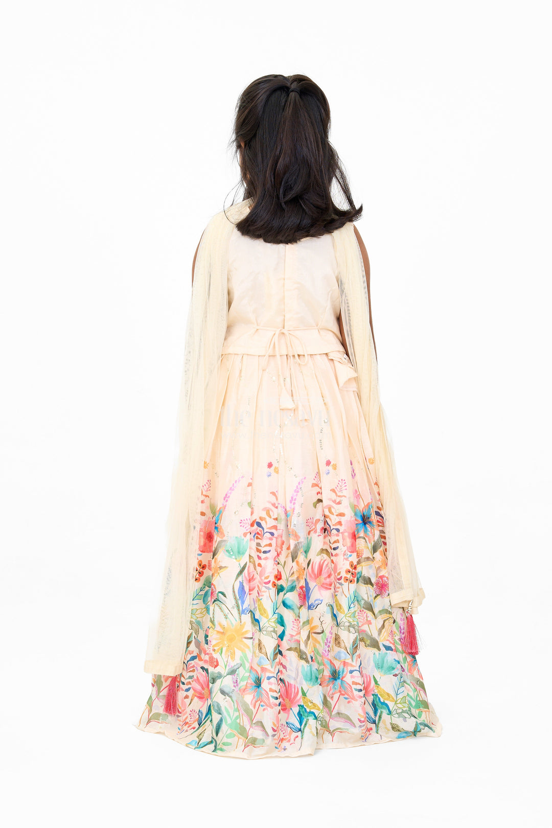 The Nesavu Girls Lehenga Choli Girls Georgette Embroidered Party Wear Lehenga with Floral Printed Skirt Nesavu Nesavu Girls Party Wear Georgette Lehenga Floral Prints Embroidery