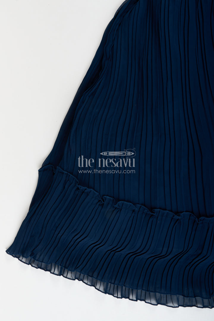 The Nesavu Girls Party Gown Girls georgette party gown with embroidered designer jacket Nesavu Nesavu girls georgette party gown embroidered jacket weddings festive occasions