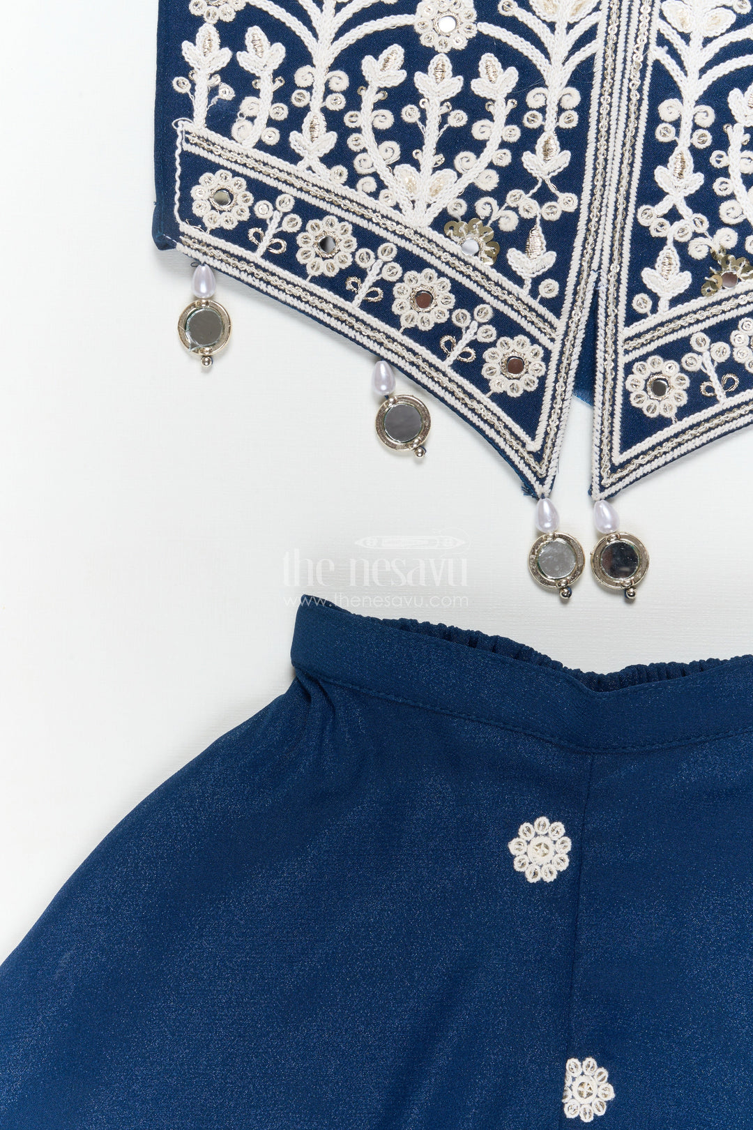 The Nesavu Girls Sharara / Plazo Set Girls Georgette Plazo Set with Jacket-style Blouse for Festive Ceremonies Nesavu Nesavu girls georgette plazo set with embroidered jacket blouse and dupatta for traditional functions