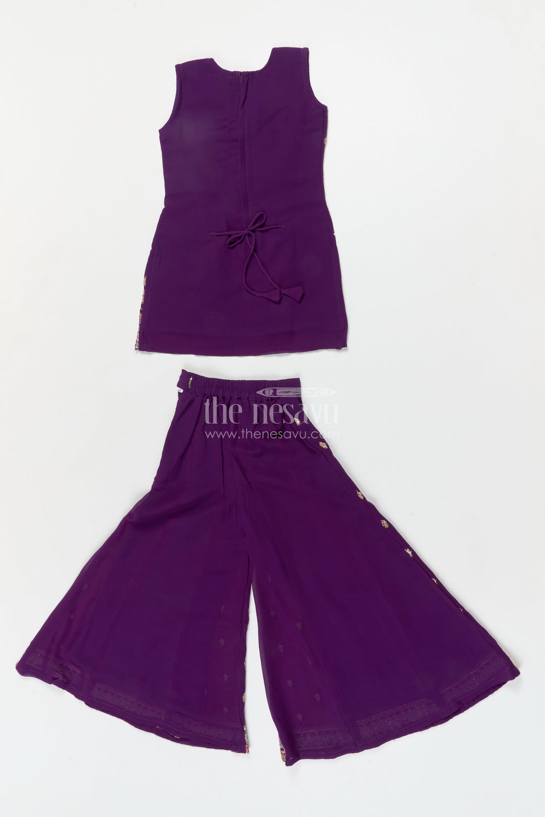 The Nesavu Girls Sharara / Plazo Set Girls Georgette Sharara Set for Wedding Receptions and Ethnic Parties Nesavu Nesavu girls georgette sharara set with sequins for festive parties and wedding receptions