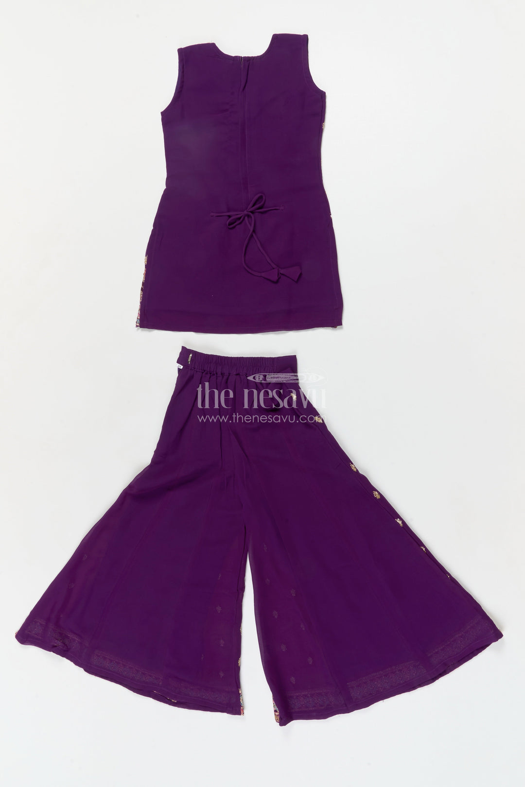 The Nesavu Girls Sharara / Plazo Set Girls Georgette Sharara Set for Wedding Receptions and Ethnic Parties Nesavu Nesavu girls georgette sharara set with sequins for festive parties and wedding receptions