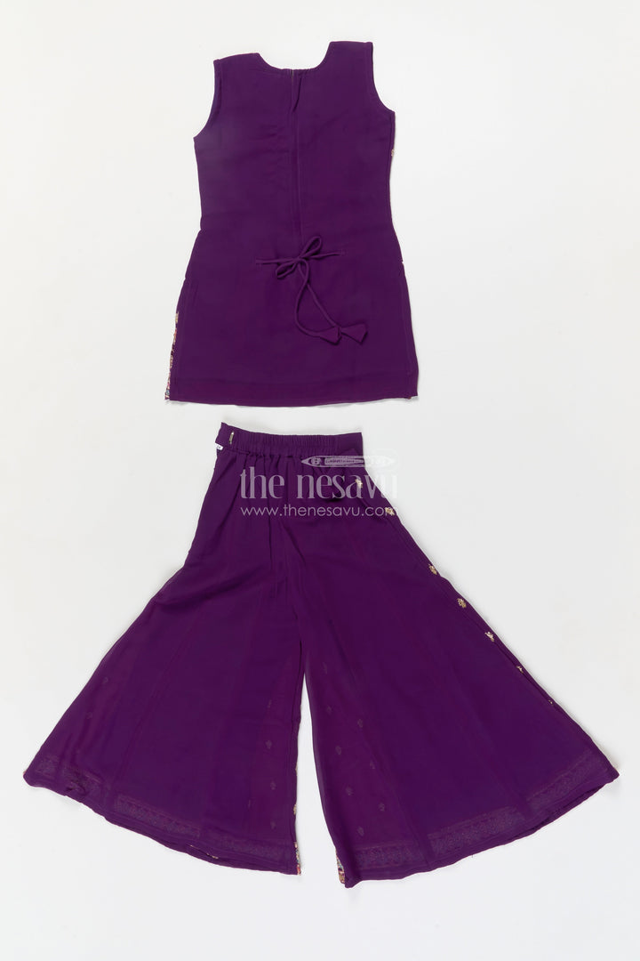 The Nesavu Girls Sharara / Plazo Set Girls Georgette Sharara Set for Wedding Receptions and Ethnic Parties Nesavu Nesavu girls georgette sharara set with sequins for festive parties and wedding receptions