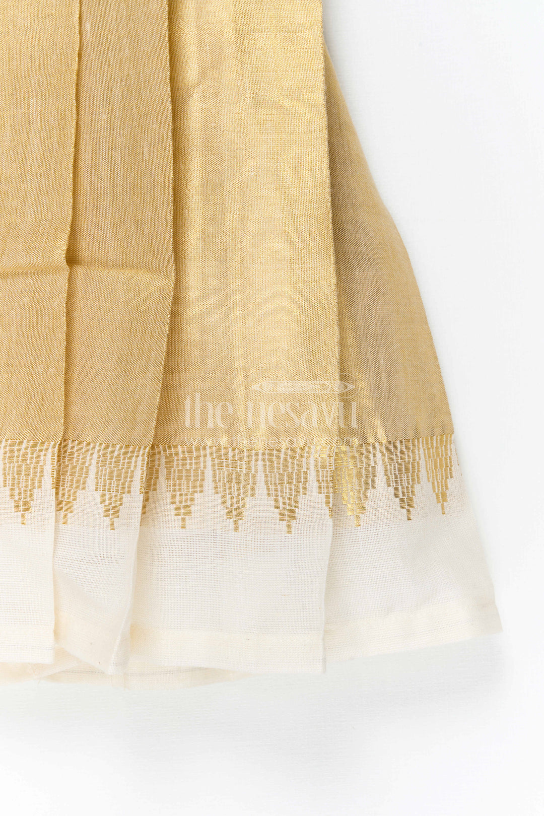 The Nesavu Tie-up Frock Girls Gold Tie up Frock for Festive Family Occasions Nesavu Nesavu Girls Gold Tissue Silk Tie Up Frock For Festive Birthdays And Family Events
