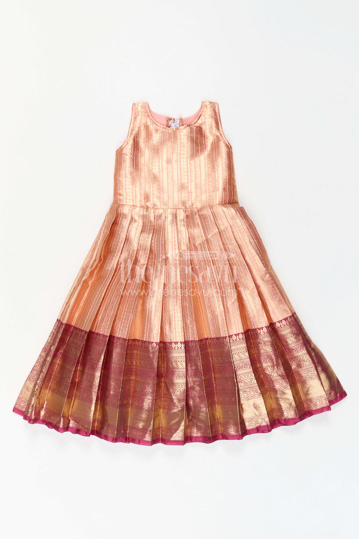 The Nesavu Girls Silk Gown Girls Gown with Jacket for Wedding Celebrations Nesavu Nesavu Girls Gown With Jacket For Wedding Celebrations With Semi Banaras Border And Embroidery