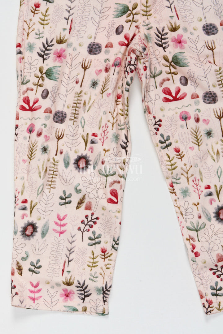 The Nesavu Girls Co-Ord Sets Girls Green Top with Printed Pants – Trendy Cotton Co-ord Set Nesavu Nesavu girls cotton co-ord set with green top and printed pants